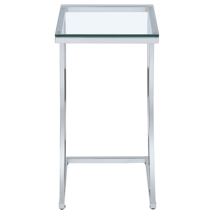Draper - Rectangular Glass Top Sofa Side Table Glass - Chrome