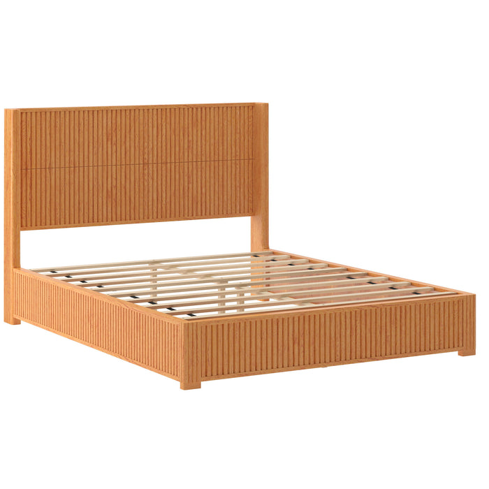 Platform Bed Frame With Headboard, Floor Standing Design