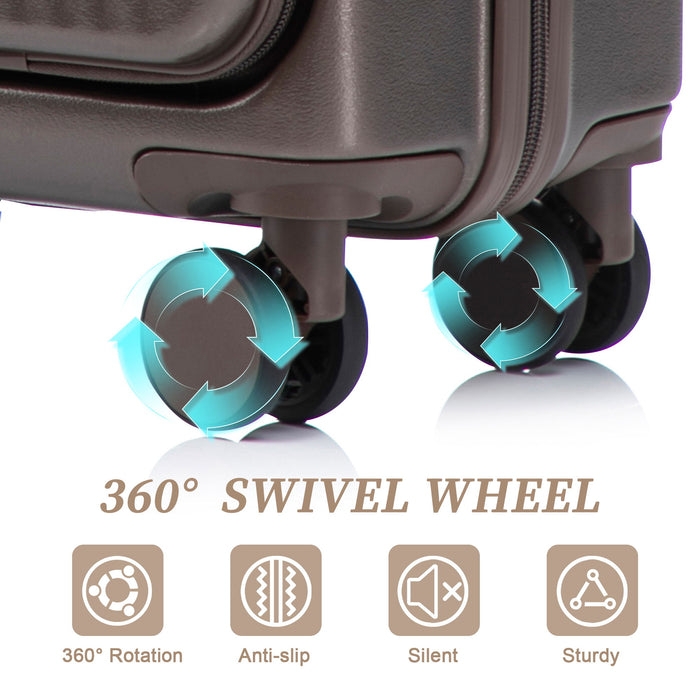 Luggage Set With Cosmetic Case, Combination Lock, Front Opening Design