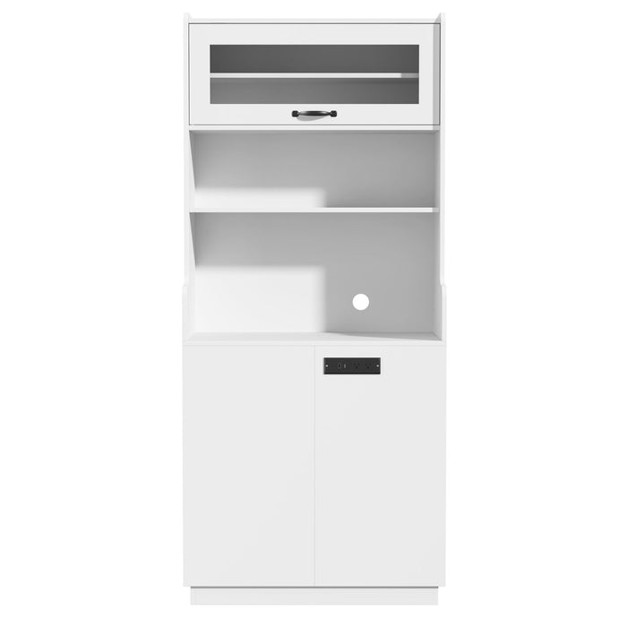 Pantry Cabinet With Hydraulic Flip Top And USB Charging Port