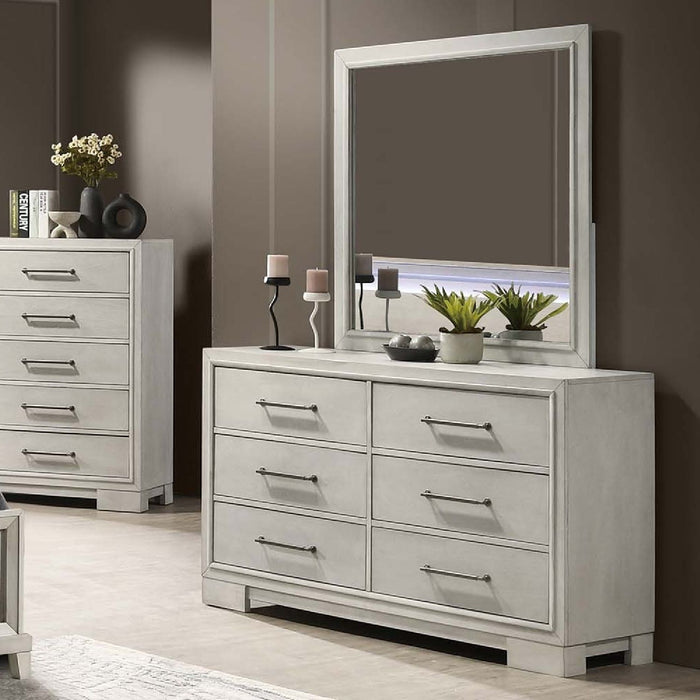 Dresser With Square Legs And Sleek Handles - Antique White