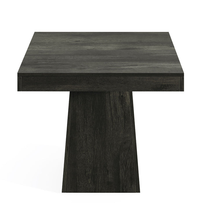 Square Dining Table For 4 With Thick Grain Top And Sturdy Pedestal Base - Gray