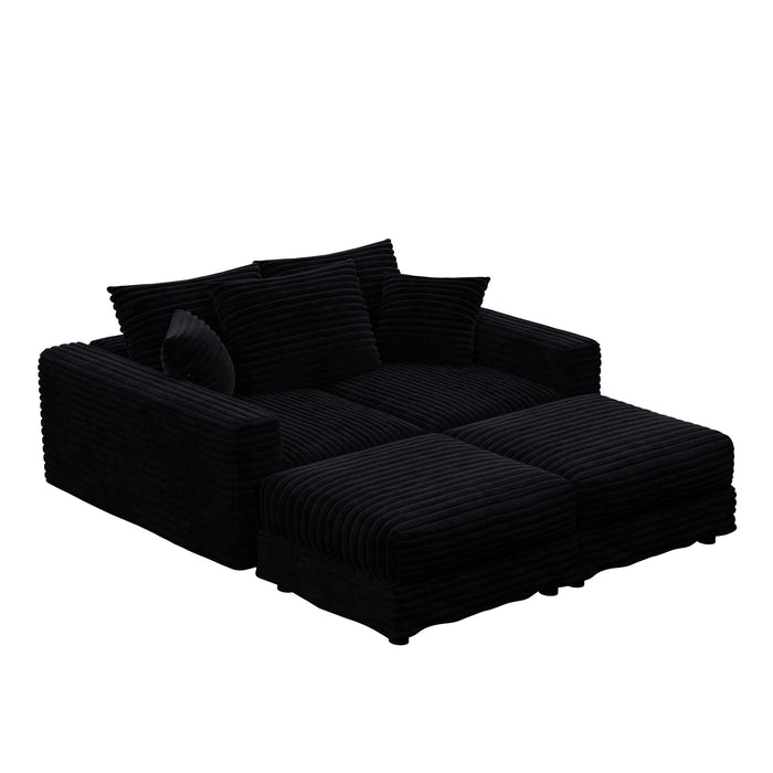 Convertible Deep Seat Sofa With Soft Pillows And Ottomans