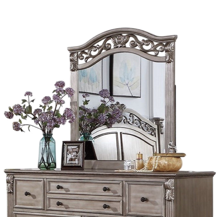 Dresser And Mirror - Antique Silver
