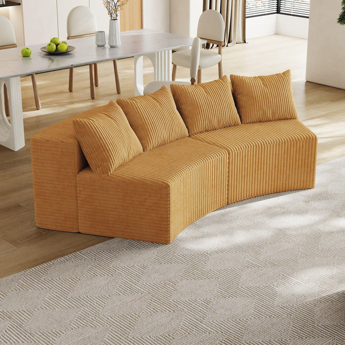 Curved Sectional Sofa With 4 Pillows, Modular Semi Circular Design