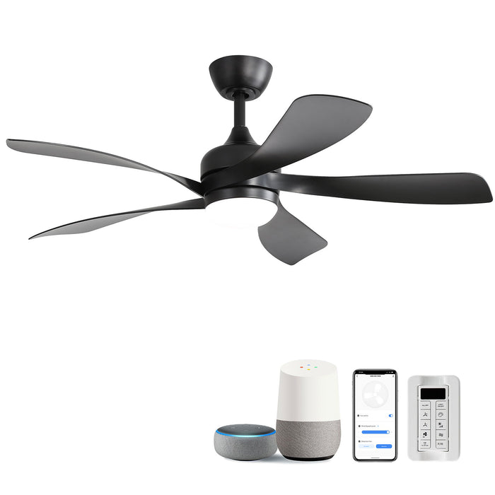 45" Ceiling Fan With DC Motor Smart App Control Quiet Reversible Operation Dimmable Lighting And Timer