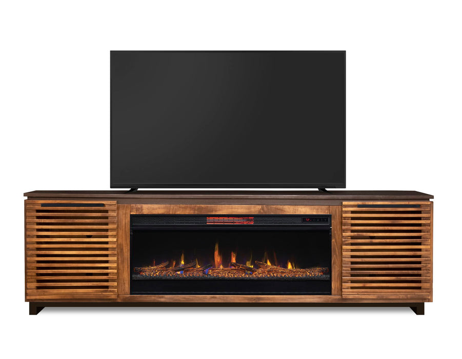 Fireplace TV Stand Console For TVs Up To 100" - Black / Bourbon