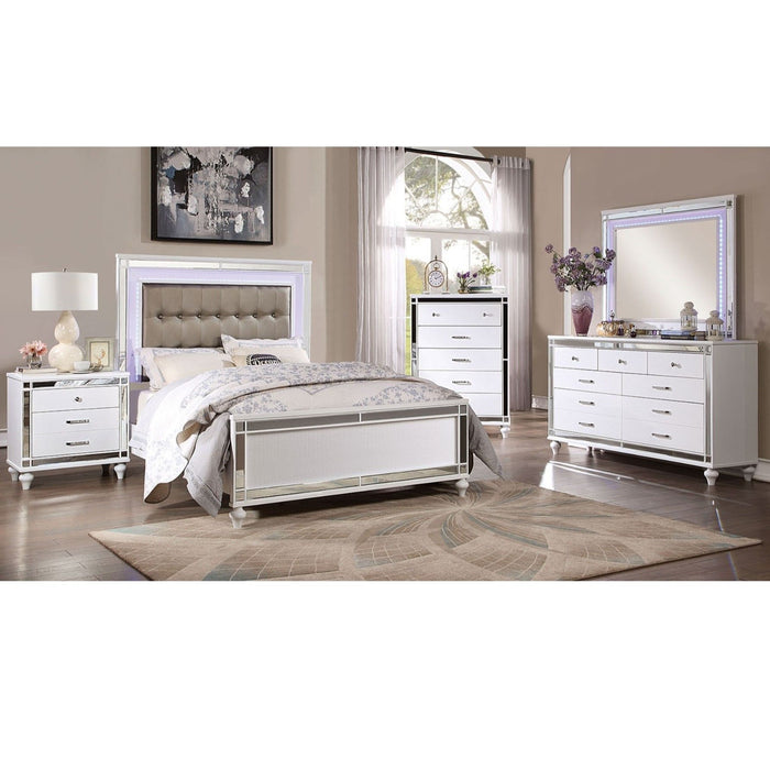 Contemporary Nightstand With Crocodile Textured Trim