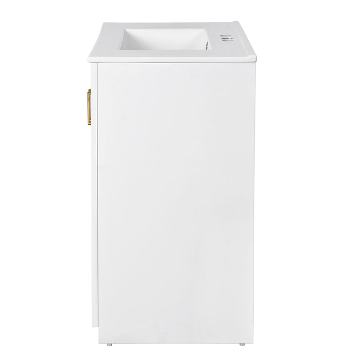 Ceramic Sink Combo, Freestanding Vanity Set With 3 Drawers & Soft Closing Doors