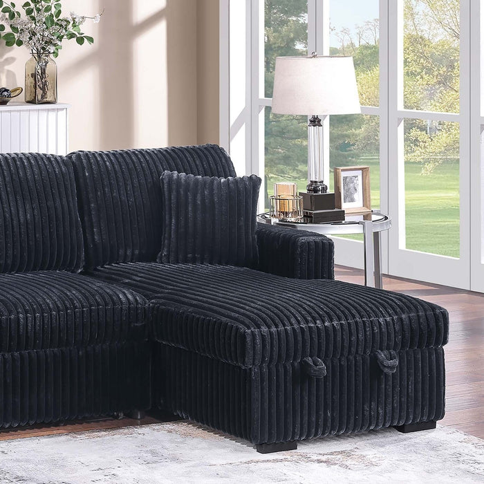 Convertible Sectional Upholstered Sleeper Sofa With Storage Chaise