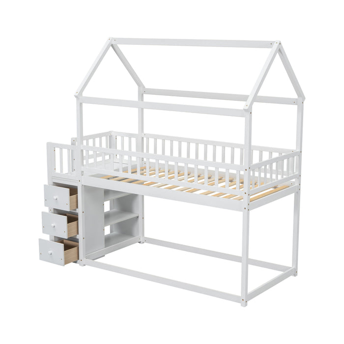 Bunk Bed With Shelves And Drawers, Storage Focused Design