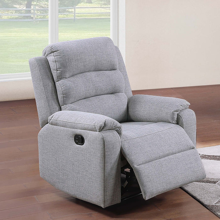 1 Piece Manual Recliner With Padded Seat And Backrest - Gray