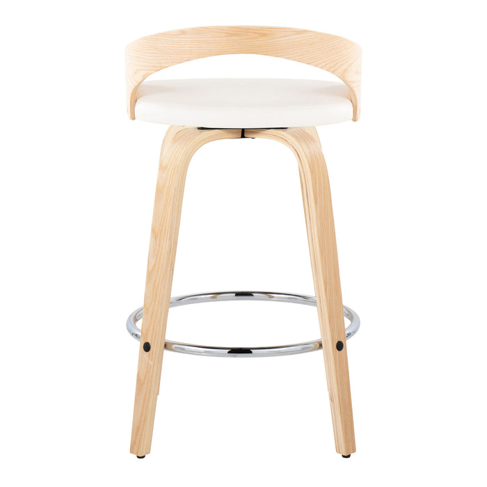 Grotto - Contemporary Fixed Height Counter Stool With Swivel With Round Footrest (Set of 2)