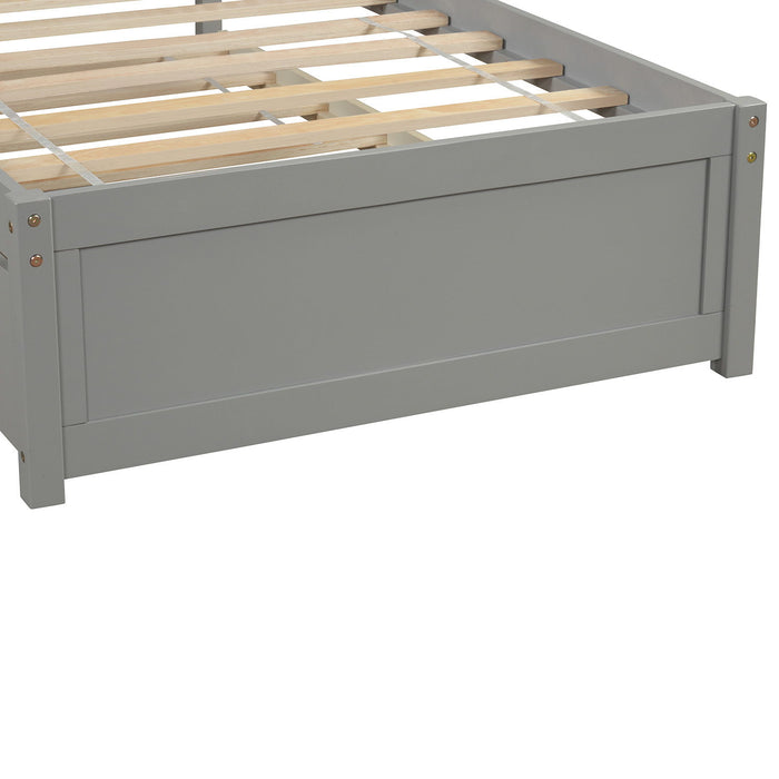 Platform Bed Wood Bed Frame With Trundle