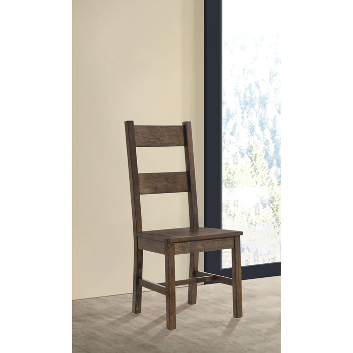 Ladder Back Dining Chairs With Straight Seat (Set of 2) - Brown