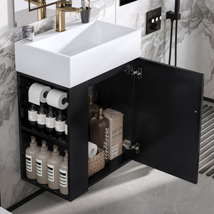 Modern Bathroom Vanity With Sink, Diamond Pattern Doors