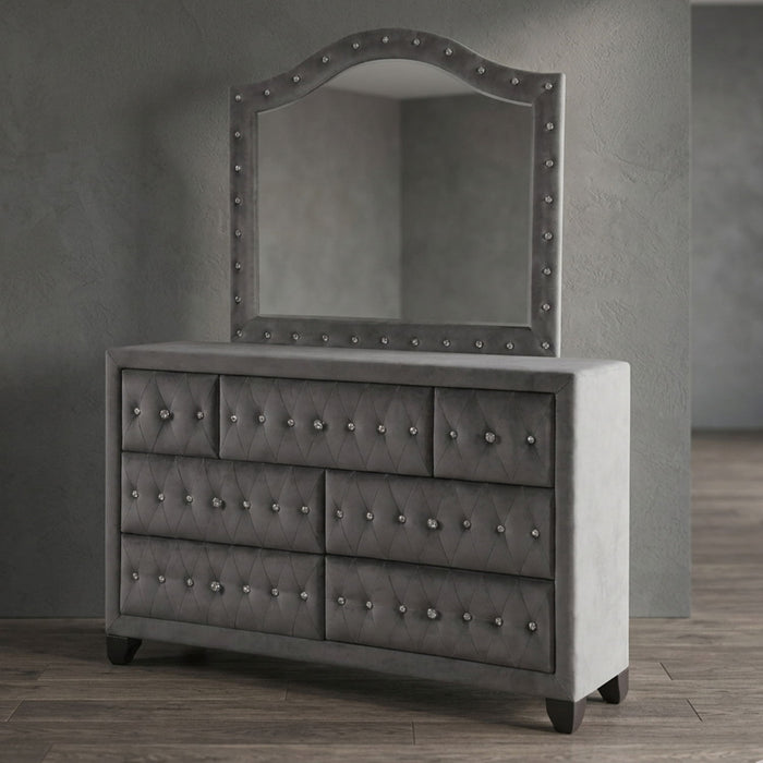 Sophia - Tufted Mirror - Gray