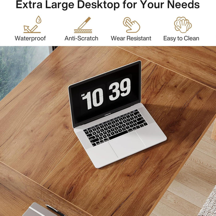 Executive Desk With Legs - Natural / Light Brown