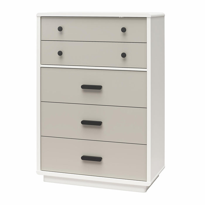 Valencia - 5 Drawer Dresser - White / Gray