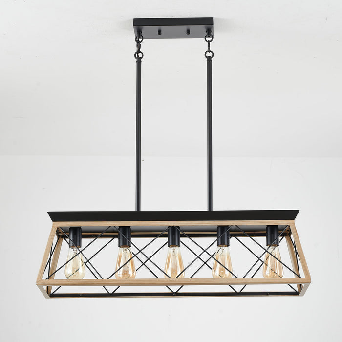 Chandelier Pendant Light For Dining Room Kitchen, 5 Light Fixture With Adjustable Height
