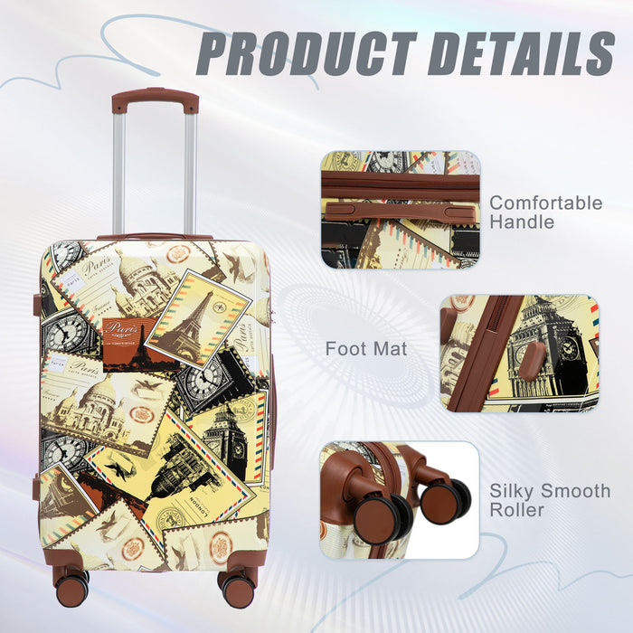 3 Piece Spinner Luggage Set 20" / 24" / 28" With Combination Lock And Silent Wheels - Black / Vintage