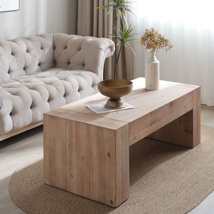 Modern Farmhouse Living Room Block Leg Coffee Table