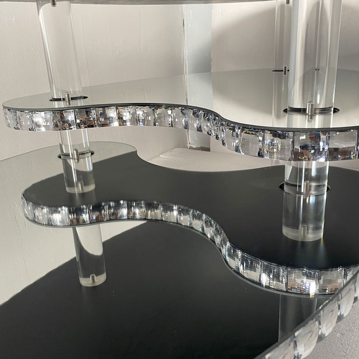 Coffee Table, Oval Double Layer Home Furnishing - Silver