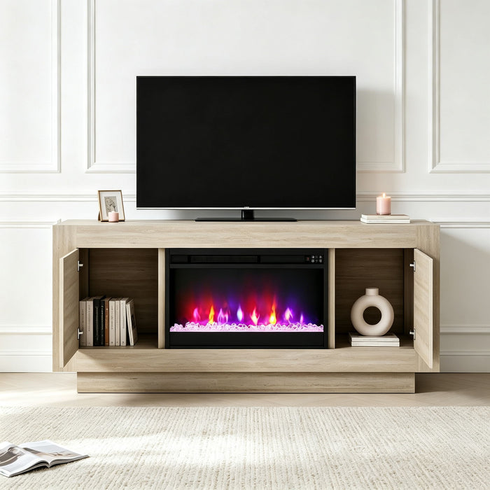 Fireplace TV Stand - Beige