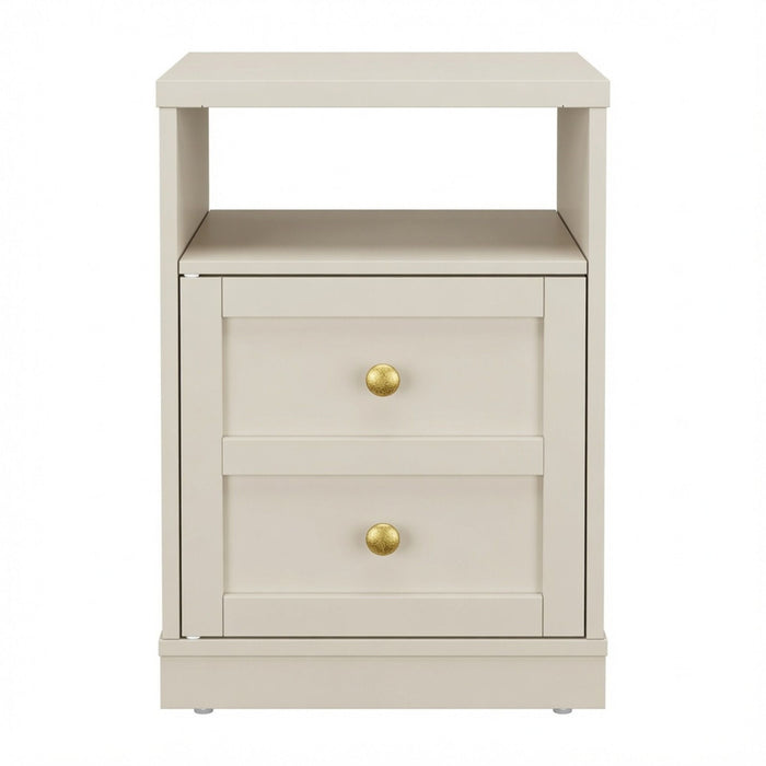 Nightstand With Door & Shelf, 2 Drawer Side Table