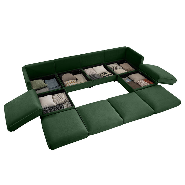 Contemporary Elegant White Chenille Sofa With Storage And Ottoman