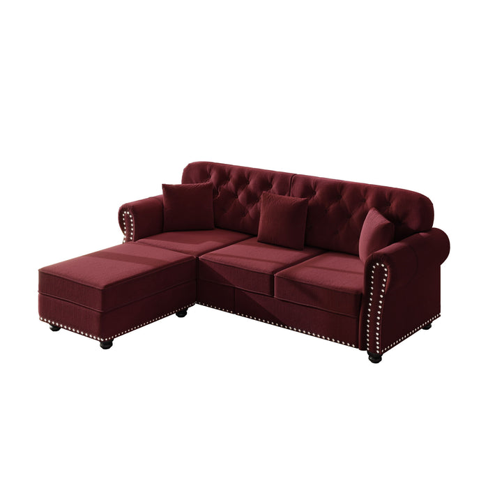 Upholstered Sofa Set With Nailhead Trim And Rolled Armrests, Includes Pillows