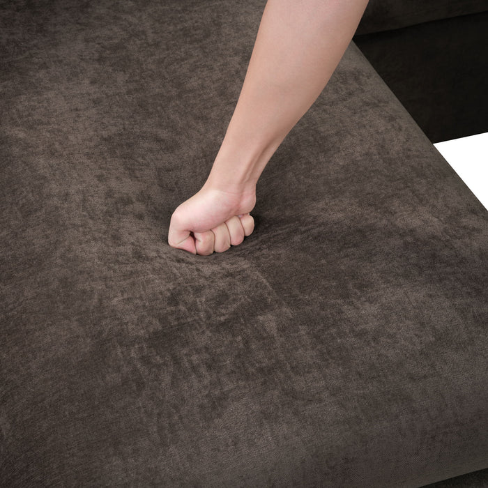 Modern L Shaped Sectional Sofa With Chenille Upholstery And Wooden Storage