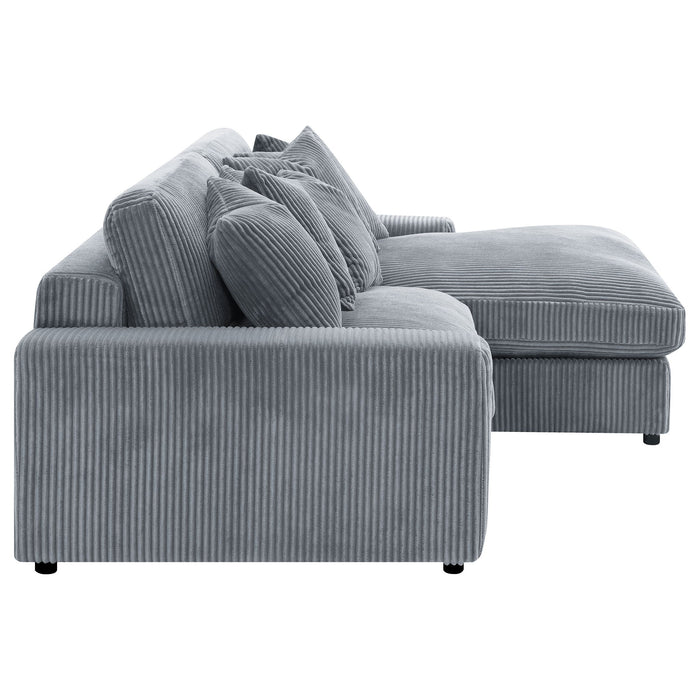 Marcus - Fog Track Arms Reversible Sectional With Pillows - Fog