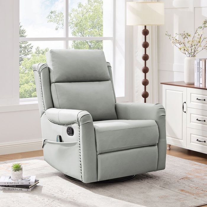 Manual Recliner Swivel Rocking Chair With 8 Point Massage And Heating
