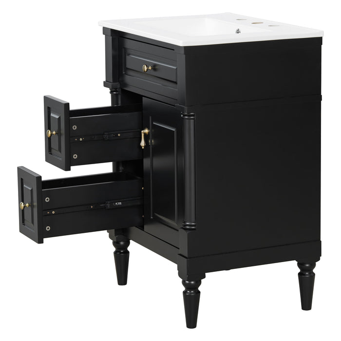 Freestanding Bathroom Vanity With Sink, Adjustable Shelf & Flip Drawer