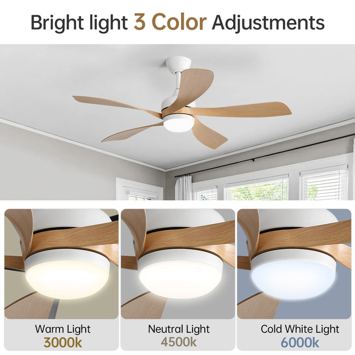 45" Ceiling Fan With DC Motor Smart App Control Quiet Reversible Operation Dimmable Lighting And Timer