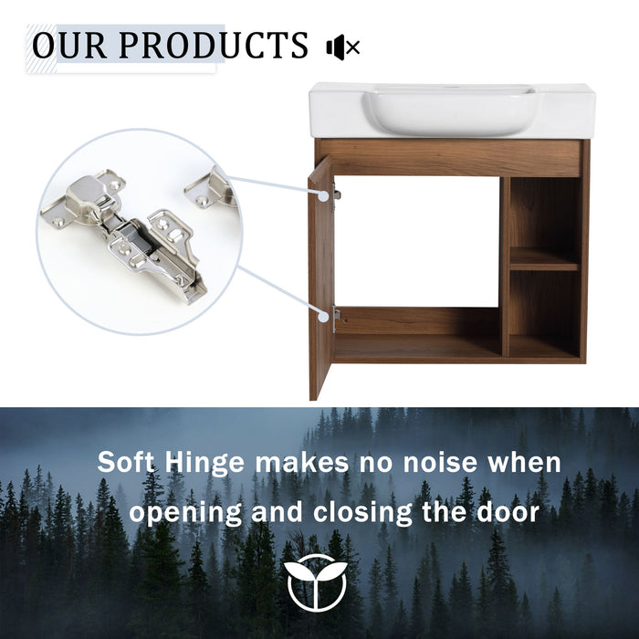 Wall Mounted Bathroom Vanity With Sink & Soft Close Door