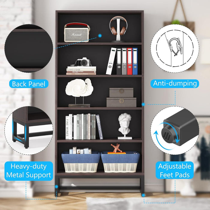 5 Tier Heavy Duty Bookshelf For Living Room