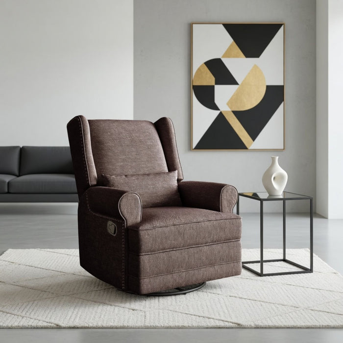 Extra Wide Swivel Recliner Glider Chair With Footrest - Brown