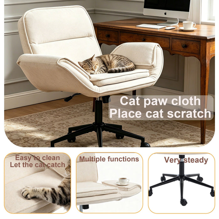 Criss Cross Swivel Desk Chair With Adjustable Armrests & Wheels For Home Office