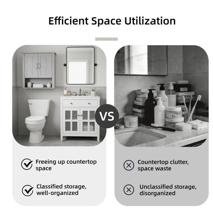 Multi Functional Wall Mounted Cabinet With Adjustable Shelves For Bathroom