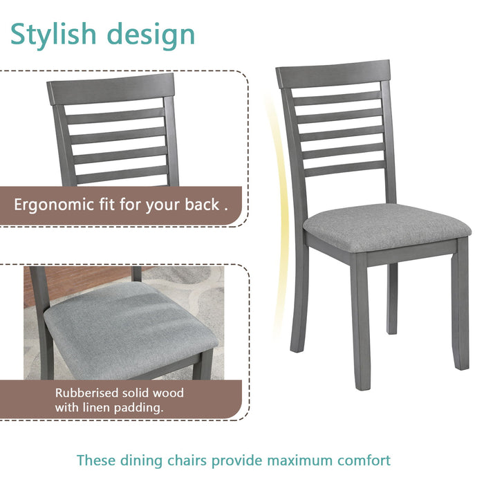 5 Pieces Modern Dining Set, Rectangular Wooden Dining Table With 4 Upholstered Chairs