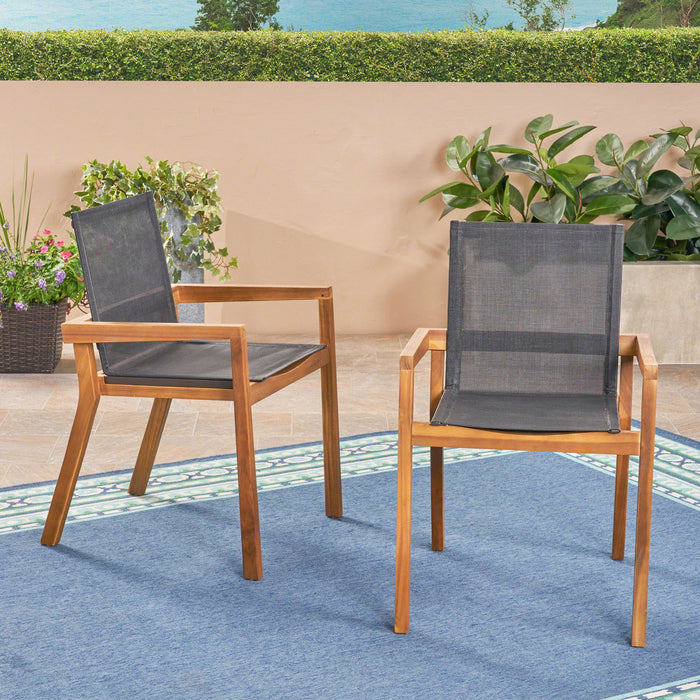 Belfast - Dining Chair With Acacia Wood Frame And Mesh Seating (Set of 2)