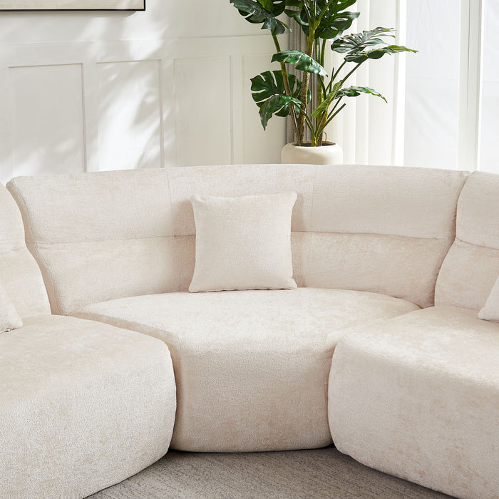 Luxury Curved Corner Sectional Sofa With 4 Pillows