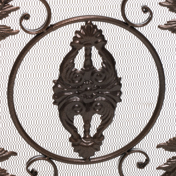 Mariella - Traditional Floral Iron Fireplace Screen With Ornate Design