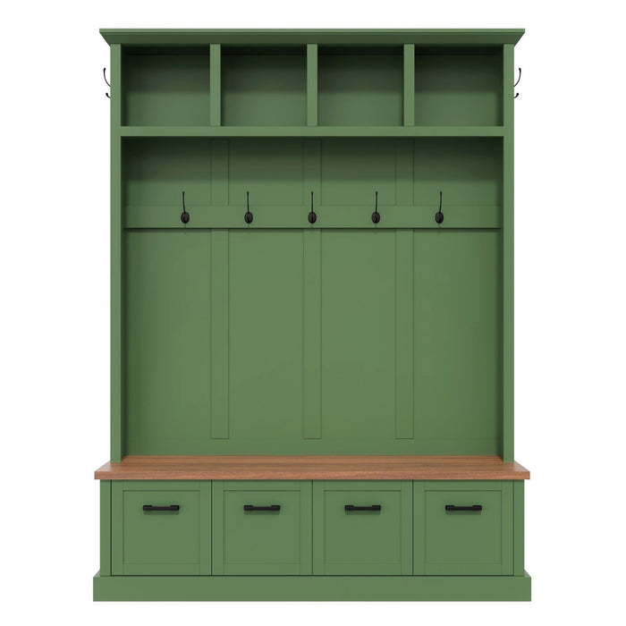 Hall Tree With Storage Bench Mudroom Coat Rack With 6 Hooks