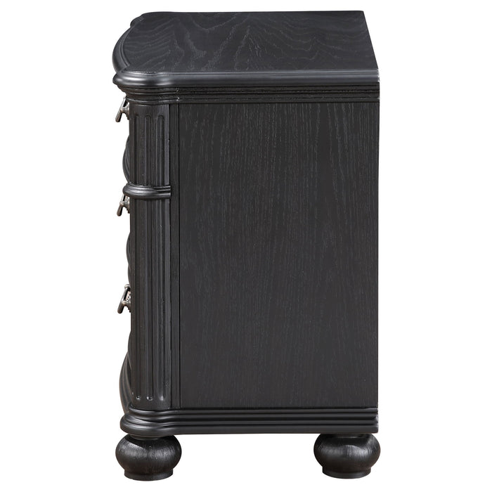 Taylor - 3 Drawer Nightstand With Felt Lined Top Drawer - Black