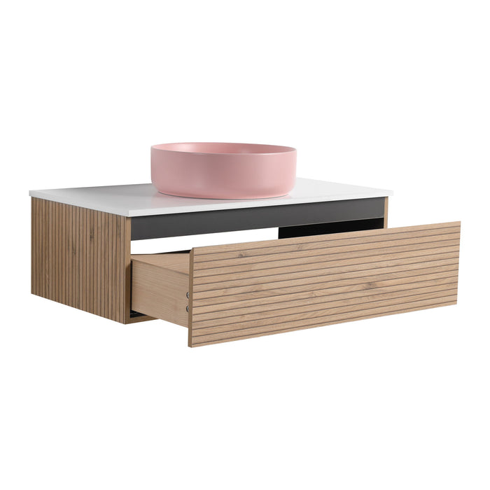 Wall Mounted Bathroom Vanity With Art Sink & 1 Soft Close Drawer