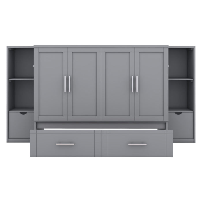 Murphy Bed With Shelves, Drawers And USB Ports