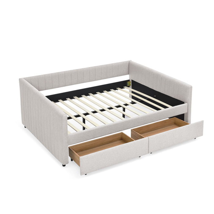 Upholstered Queen Daybed With 2 Drawers
